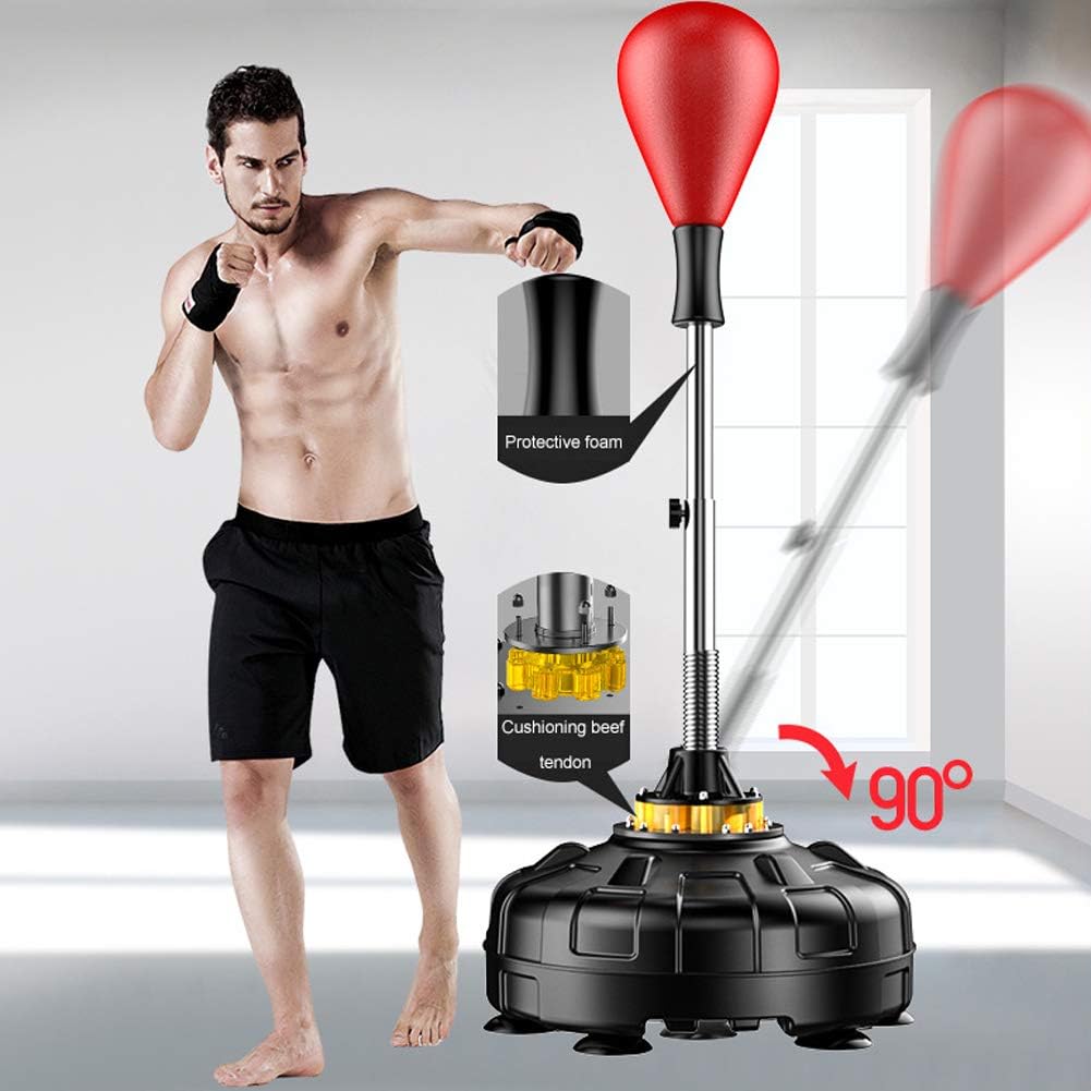 Punching Bag with Stand, Boxing Reflex Bag Speed Ball Adjustable Height Stand with Strong Suction Cup Base Free Standing Boxing Set for Adults/Kids Home Gym Workout Fitness