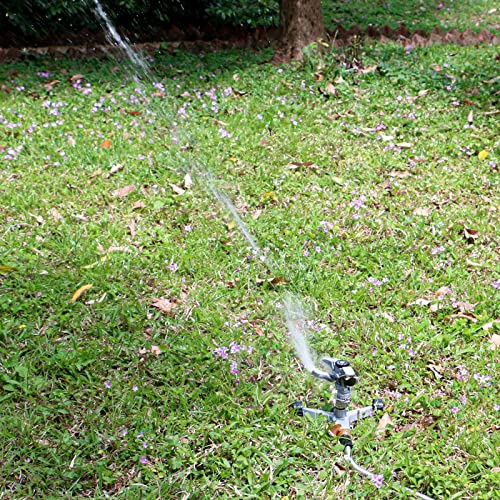 Styddi Metal Pulsating Sprinkler With Wheeled Base, All Zinc Impact Sprinkler With Adjustable Spray Pattern For Yard, Lawns, Garden, Part Circle To 360 Degree Coverage #TOP5