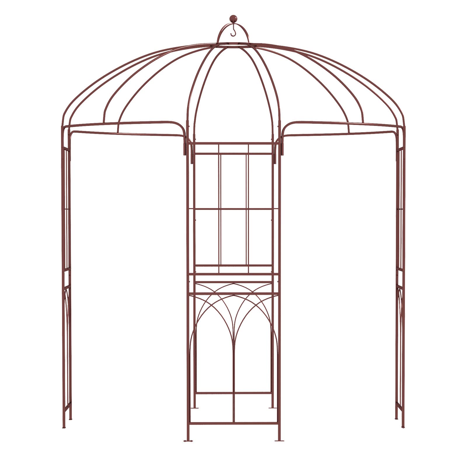 RELAX4LIFE Arche de Jardin en Métal pour Plantes Grimpantes, Voûte de Jardin en Forme de Cage à Oiseaux avec 8 Tubes de Pieds, pour Mariage/Commémoration/Fête d'anniversaire, 211X211X256CM, Bronze