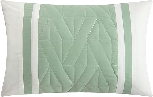 Miniatura 4 de Chic Home Macie - Juego de edredón de 10 piezas jacquard tejido con diseño geométrico plisado y detalles acolchados en una bolsa, juego de sábanas