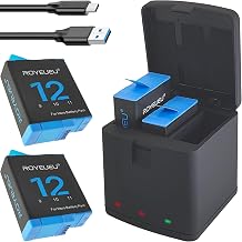 2 Pack Enduro Battery and Charger for GoPro Hero 9 10 11 12 Black | Long Lasting Extra Dual Batteries Replacement Kit for Go Pro Hero9 Hero10 Hero11 Hero12 ADBAT-011 Nine with Portable Charger