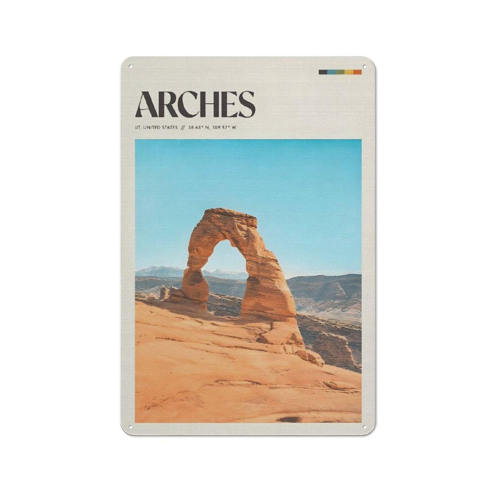 Junmoney Style-1 Tin Wall Plaque 30X20cm With Arches National Park (2) For Man Cave Or Games Room, For Vintage Wall Decor Fans, For Themed Room Decoration