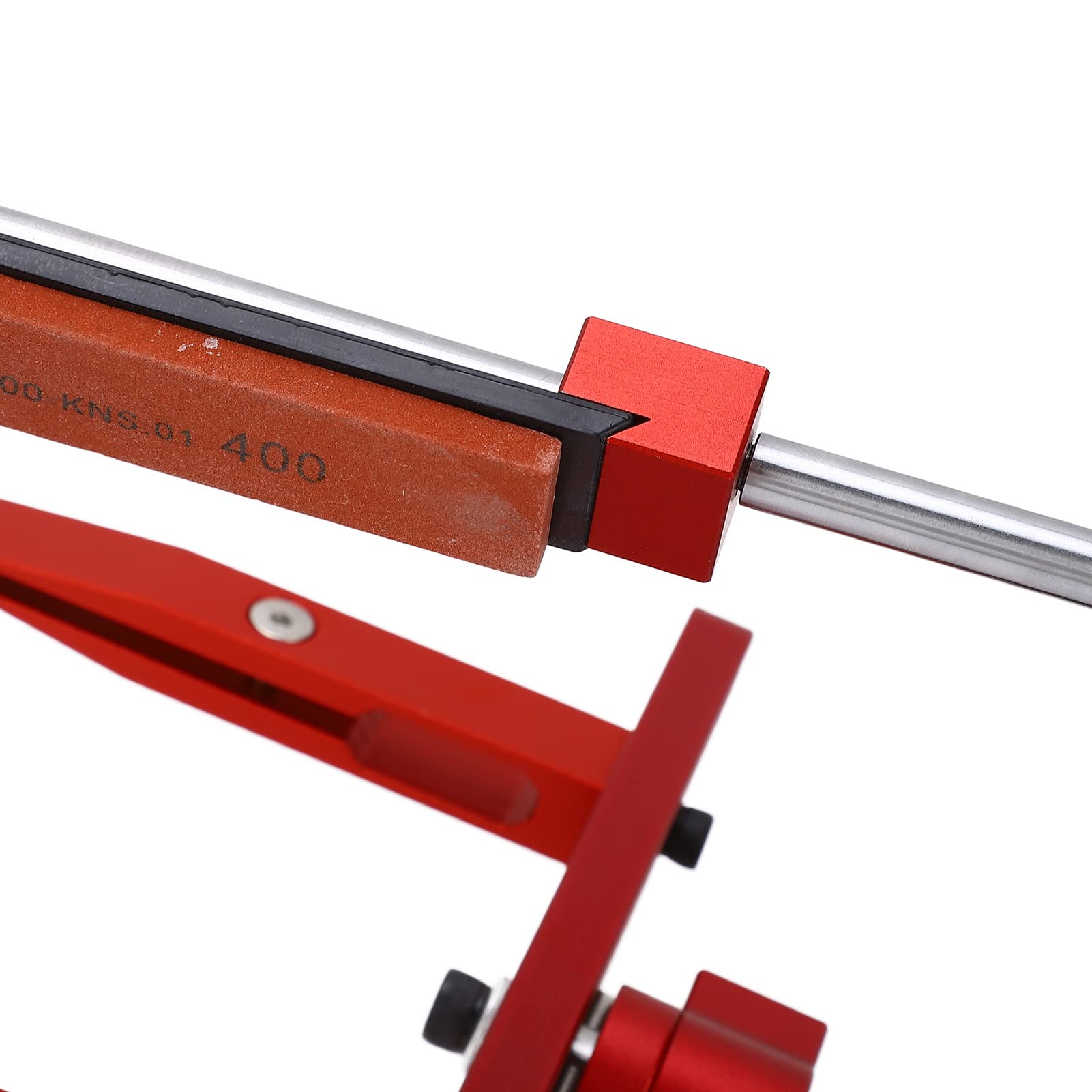 Jeffergarden Messerschärfer-Set, Verstellbarer Messerschärfer, Schärfsystem aus Aluminiumlegierung und Edelstahl mit Klarer Skala, 6 Steinen, Schnellklemme für Hobbyköche und Werkstattgebrauch