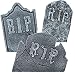 Set of 3 Large Crooked Leaning Weathered Ancient Style Tombstones Halloween Lawn Yard Decor