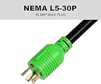 Vista 2 de oviitech NEMA L5-30P a NEMA 14-50R RV Generator Adapter Cable de alimentación, 250V, SJTW 10AWG* 3C, adaptador de conversión de generador macho