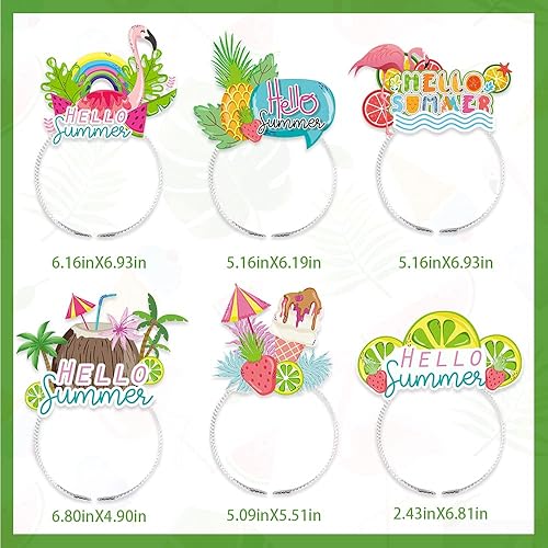 Miniatura 3 de 6 diademas de fiesta de verano para mujeres y hombres, accesorios hawaianos, diadema de papel tropical piña flamenco, diadema de verano, playa,