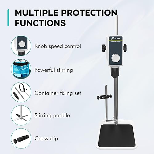 Miniatura 4 de LAB FISH Agitador de laboratorio Agitador de laboratorio Varilla de agitación y soporte de acero inoxidable Mezclador Velocidad ajustable