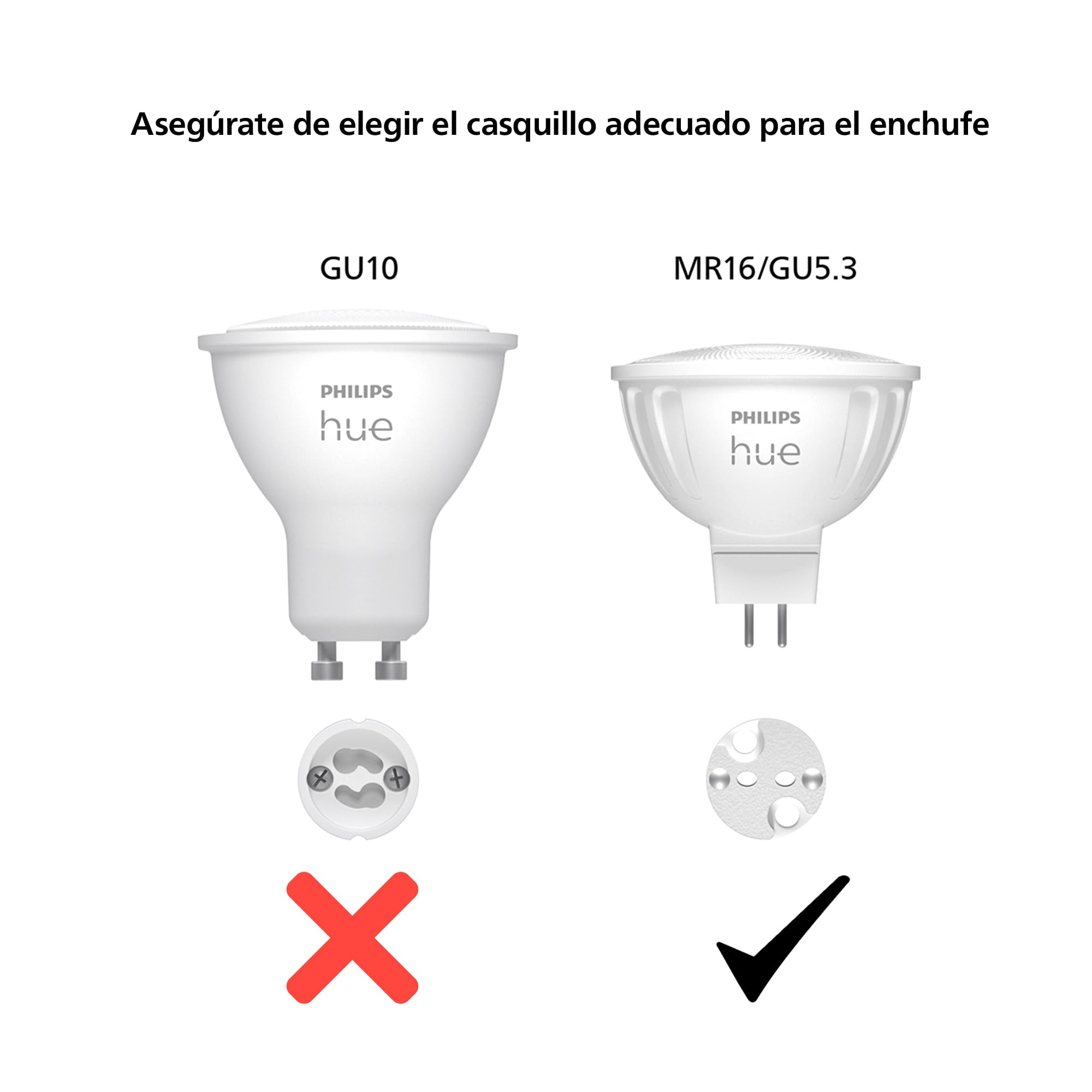 Philips Hue - Bombilla LED Inteligente MR16, GU5.3, Luz Blanca de Cálida a Fria, regulable, 5.1W, Compatible con Amazon Alexa (Echo, Echo Dot)