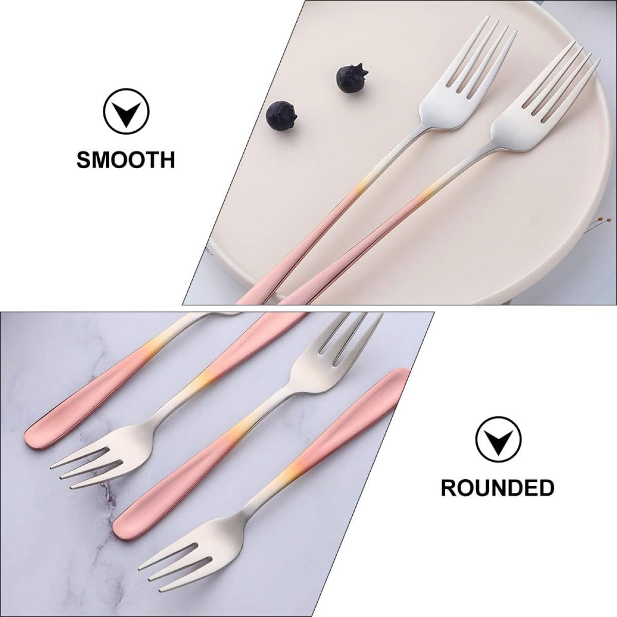 4pcs Small Stainless Steel Cake Forks Set Gradient Color Mini Dessert Forks for Party Tasting and Home Kitchen