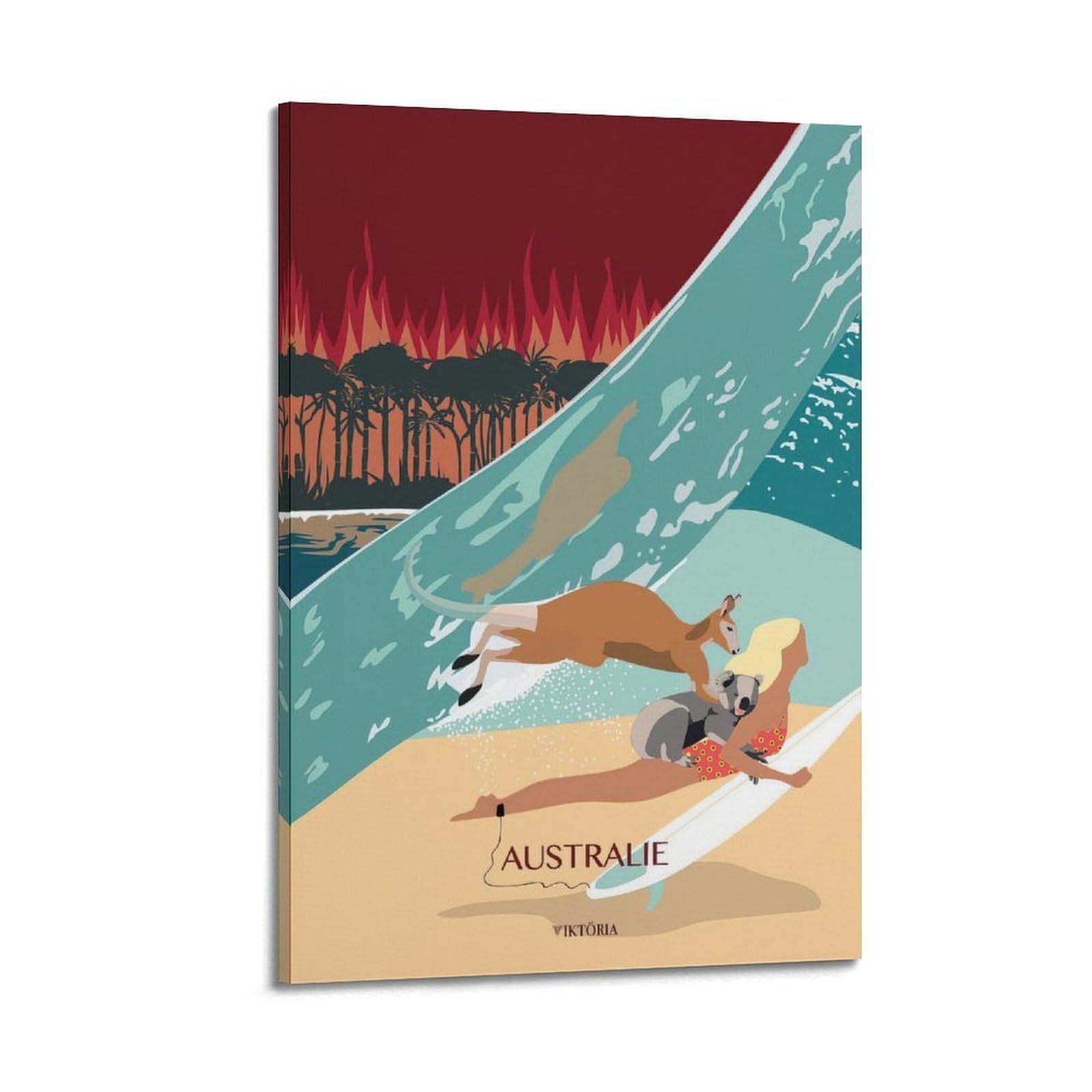 DLJGDS Vintage Travel Poster Australia • Australia Decorative Painting Canvas Wall Posters And Modern Family Bedroom Decor 24x36inch(60x90cm)