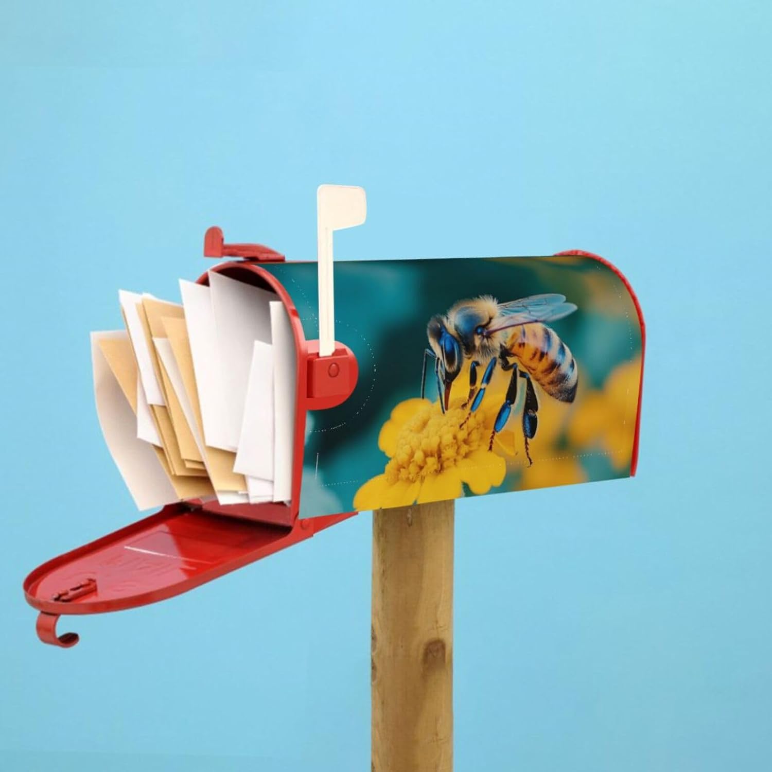 Honey bee - Mailbox Cover Magnetic Decor, Wraps Post Letter Box Decorative for Outside Garden Yard 25.5x21 in image 5