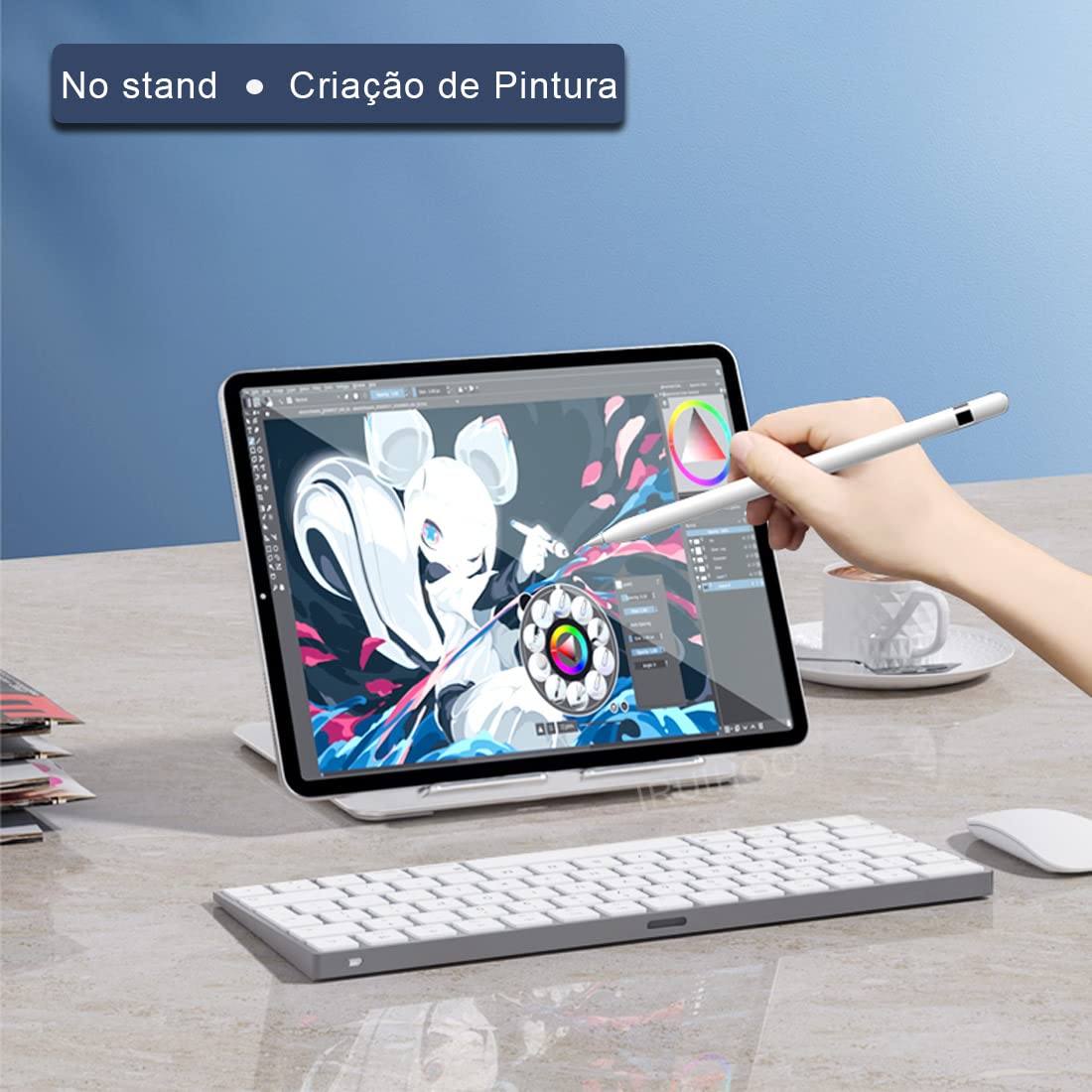 Iruihoo Supporto per tablet per scrivania Supporto a doppia asta in alluminio Supporto per tablet regolabile multi-angolo Accessori per ufficio domestico Compatibile con iPad Pro 13 12.9 11, iPad Air