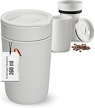 'Palermo' Coffee Mug, 360 ml, Dishwasher-Safe Coffee Mug to Go with Ceramic Inner Cup, Robust Coffee to Go Mug with Lid, Drinking Cup for Office and Travel, Colour: Cream