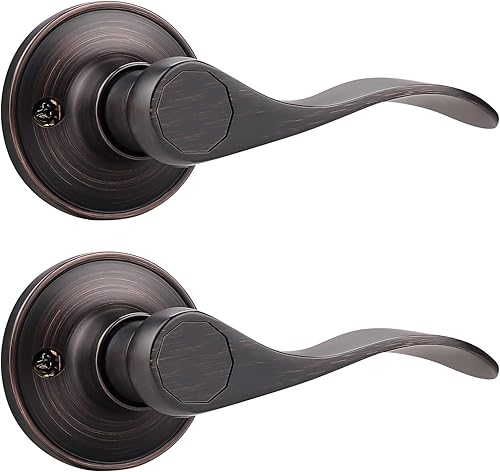 Miniatura 18 de Probrico 2 Pack Dummy Door Lever - Wave Handle Right Hand, Non-Turning Pull Black, Easy Installation Pull Only Lever Set for Laundry Room, Hallway