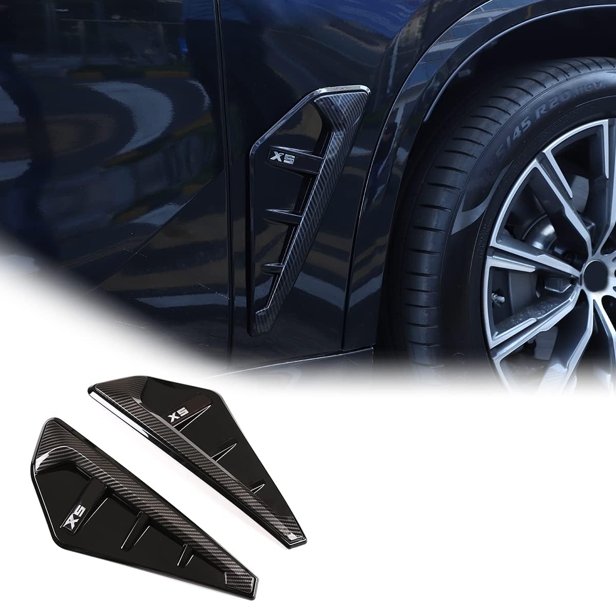 Shark Gills Side Fender Vent Decoration Trim for BMW X5 G05 2019-2021 Side Marker Fender Air Vent Trim Cover Car Outside Styling (X5 M, Carbon Fiber)