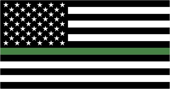Stickios Military Thin Green Line American Flag Sticker - Made in USA
