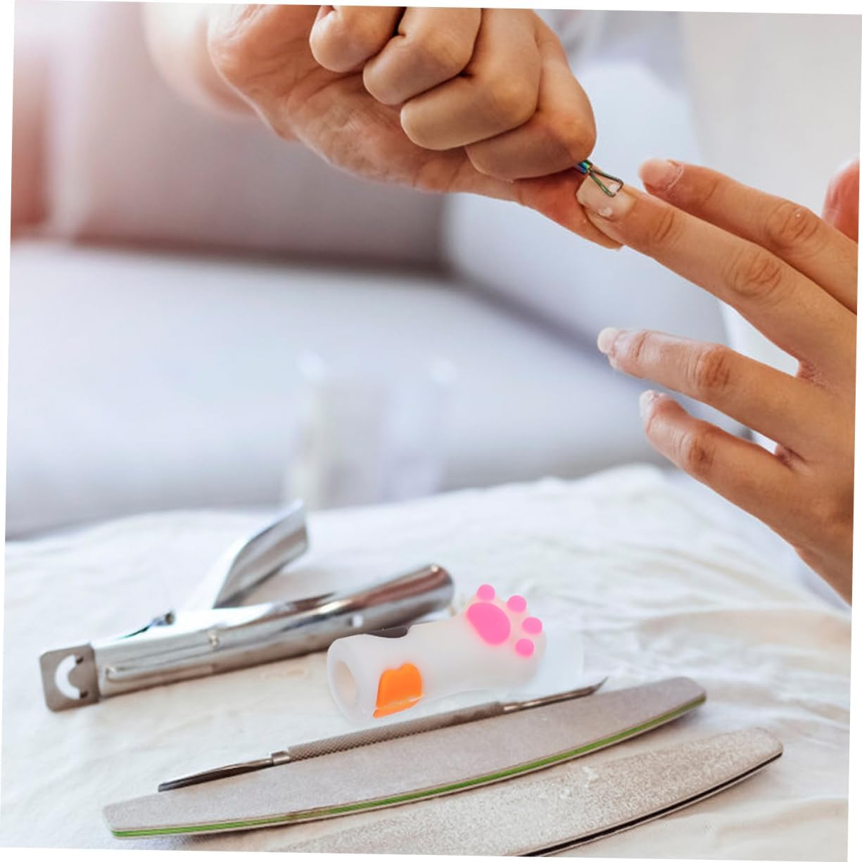 9pcs Nail Care Tool Cuticle Scissors Covers Cuticle Cutters Women Nail Clippers Scissors Protector Cartoon Design