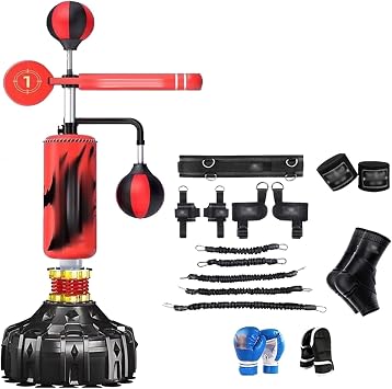 Boxing Speed Trainer for Gym Freestanding Box Spinning Bar with Resistance Bands for Home Office Gym