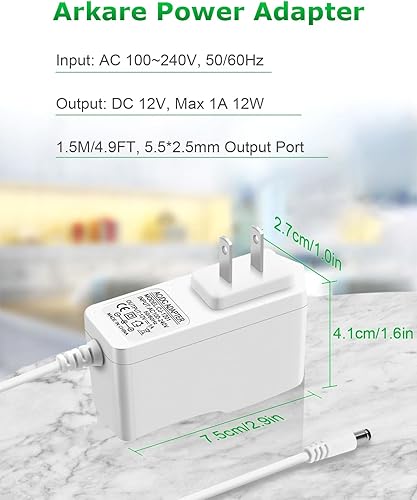 Miniatura 5 de Adaptador de fuente de alimentación 12V 1A 12V 1A 0.8A 0.5A Adaptador de CA Cargador de repuesto Cable de alimentación Cargador de pared AC