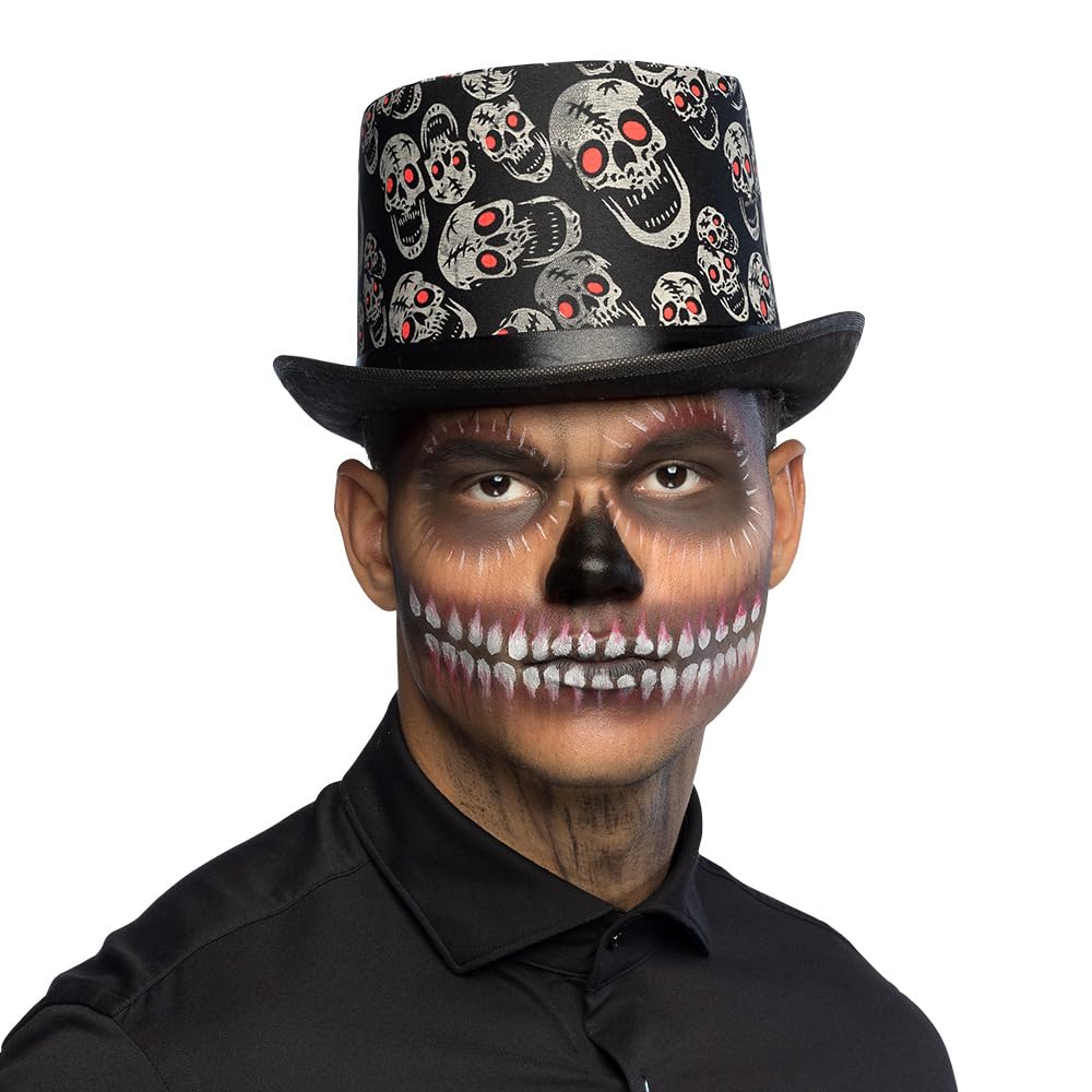 96997 Skull Blink Hat, One Size, Adult Men, Black, Skull, Skeleton, Halloween, Carnival, Theme Party