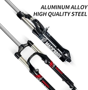 MTB Suspension Fork 26 Inch 1-1/8 Travel 100 mm Disc/V Brake QR 9 Shoulder Control Bicycle Front B,26in
