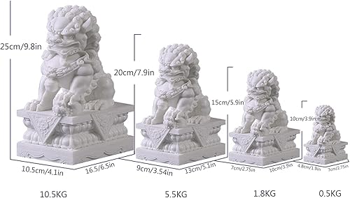 Miniatura 2 de Estatuas de perros Foo de gran tamaño, par de estatuas de mármol de Feng Shui, león guardián, decoración asiática para la entrada, la mejor