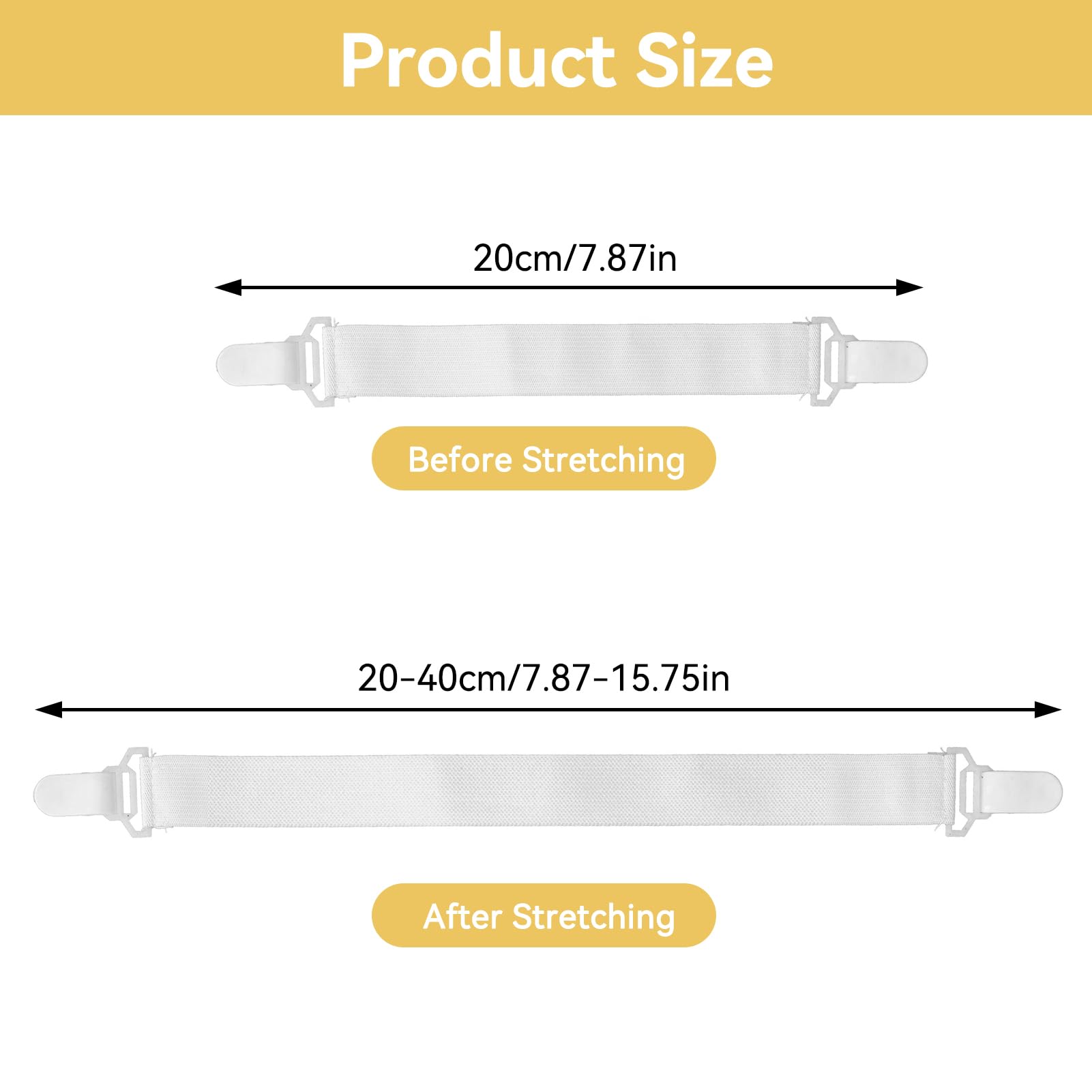 4 Pack Fitted Sheet Holder Straps, Bed Sheet Suspenders Adjustables Bed Sheet Straps Fastening Clips Elastic Fasteners for Bed Sofa(White)