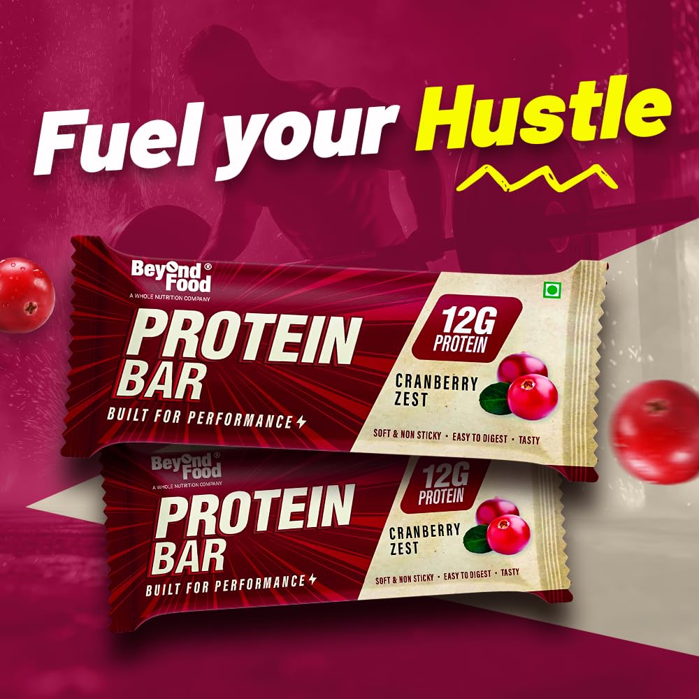 Beyond Food 100% Whey Protein Bars (Pack of 9) | 10g Protein Per Bar | Whole Nutrition | With Dates, Peanuts & Protein Millets | Rich in Vitamins, Fibre & Energy | Boosts Immunity | Cranberry Zest — Amazon image 6