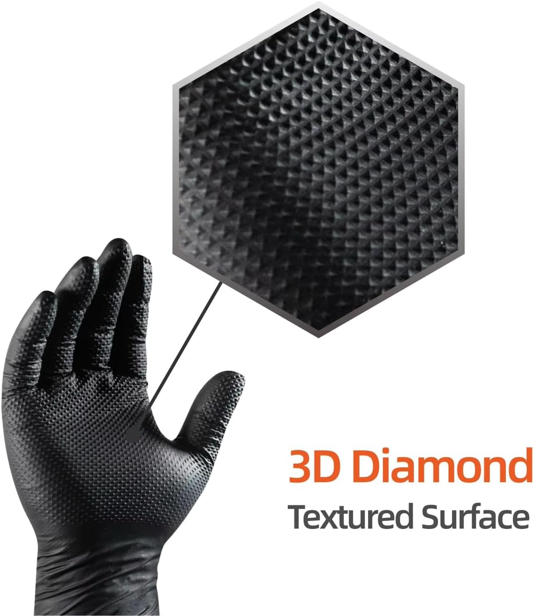 MotorPower Care Gloves, 8 mil Heavy Duty Diamond Texture Grip Gloves Nitrile, powder free, industrial Mechanic (100 Count)