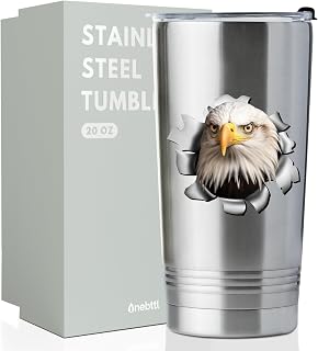 Onebttl Bald Eagle Gifts for Men and Women, 20oz Stainless Steel Insulated Tumbler with Bald Eagle Pattern, Novelty Eagle Gifts for Eagle Lovers, Message Card & Package Included