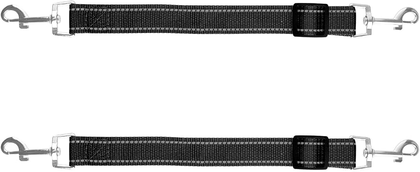 2Pack Dog Collar Clip,Adjustable Double Ended Connector for Collar to Harness,Dog Lead Backup Link for Walking,Training,Outdoor Use(Black)