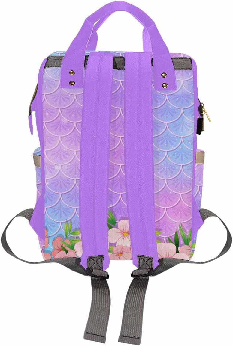 Artsadd Custom Baby Girl Diaper Backpack, Purple Ballet Floral Nappy Bag Large Travel Shoulder Bag Personalized Name Baby Bags with Insulated Pockets for Baby Shower Birthday