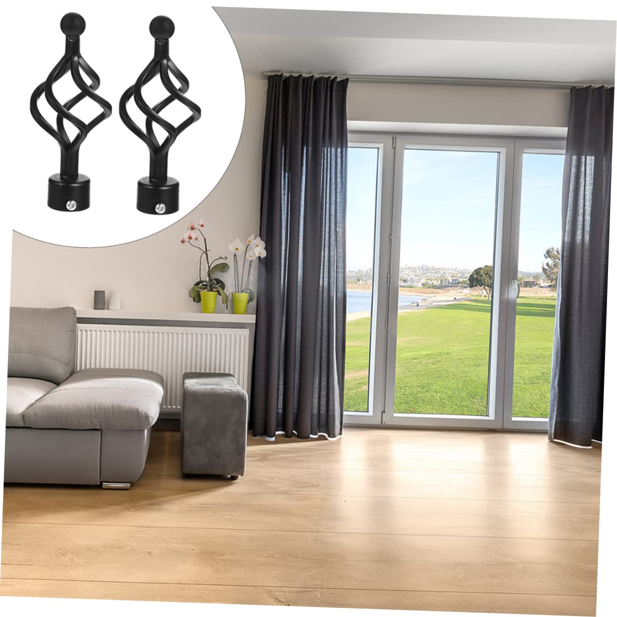 PRETYZOOM Curtain Rod Fitting 4pcs Iron Twisted Cage Finials Drapery Decorative Head