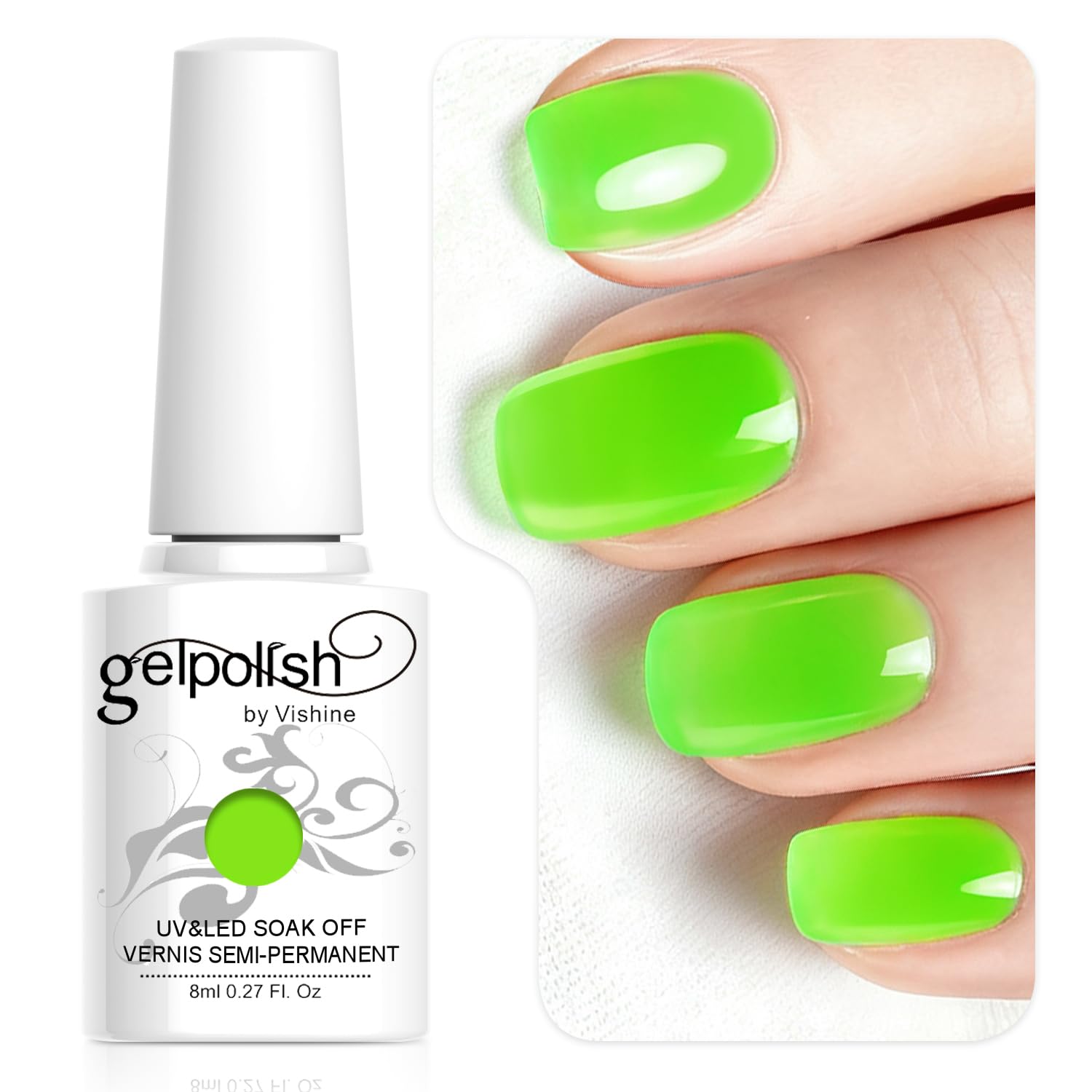 Vishine Esmalte de uñas semi-permanent Soak Off UV LED Gel Polish Nail Gel Manicura, Negro (687) — view 10