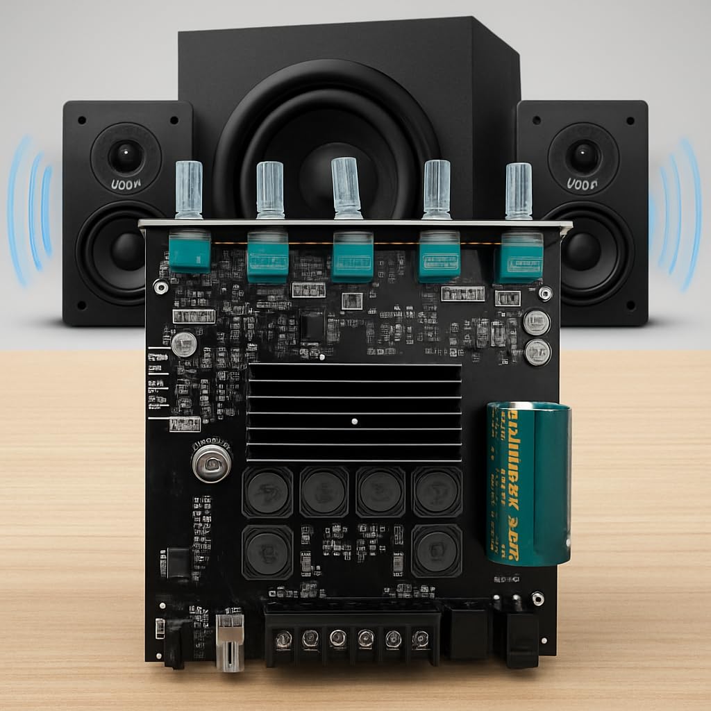 ZK TB21 Amplifier Board connected to speakers