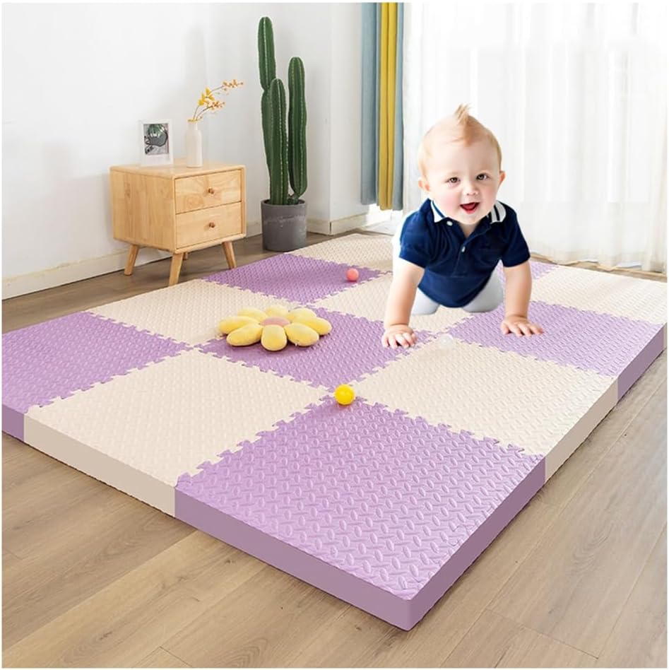 20 Pcs EVA Foam Interlocking Tiles – 12×12 Inch Non-Slip Exercise Gym Flooring Mats, Thick 1 Inch Soft Puzzle Floor Mat for Home Workouts, Play, Purple & White