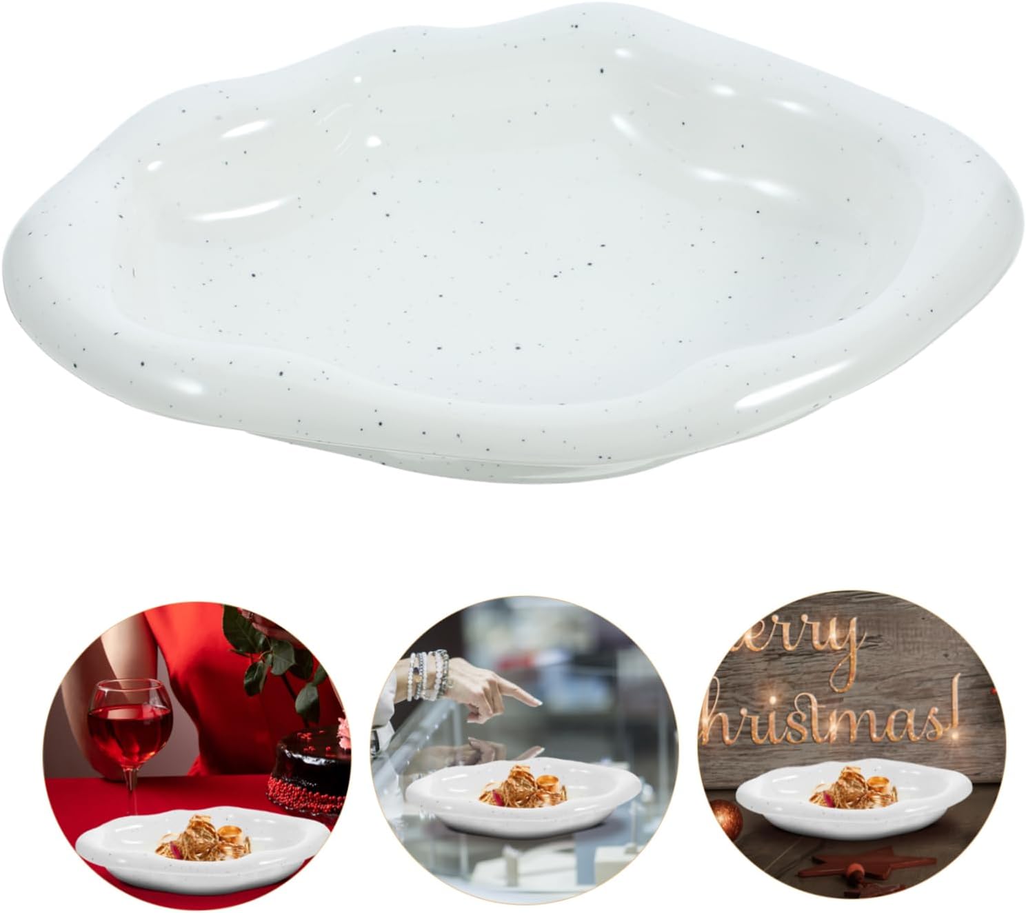 Mobestech Cloud Shaped Jewelry Tray Ceramic Trinket Dish for Rings Earrings Necklaces Storage Plate with Smooth Surface for Home Store Display