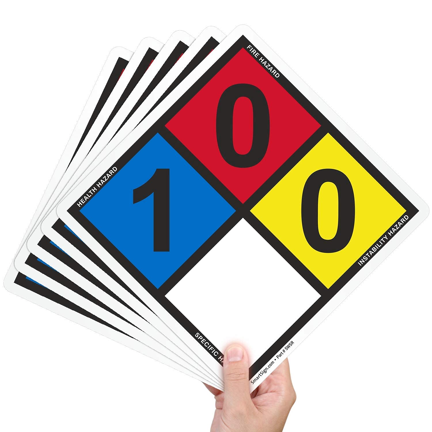 SmartSign NFPA 704 - Ratings (1,0,0) Label | 13.8" Tall (Tip-to-Tip) Diamond Laminated Vinyl, Pack of 5