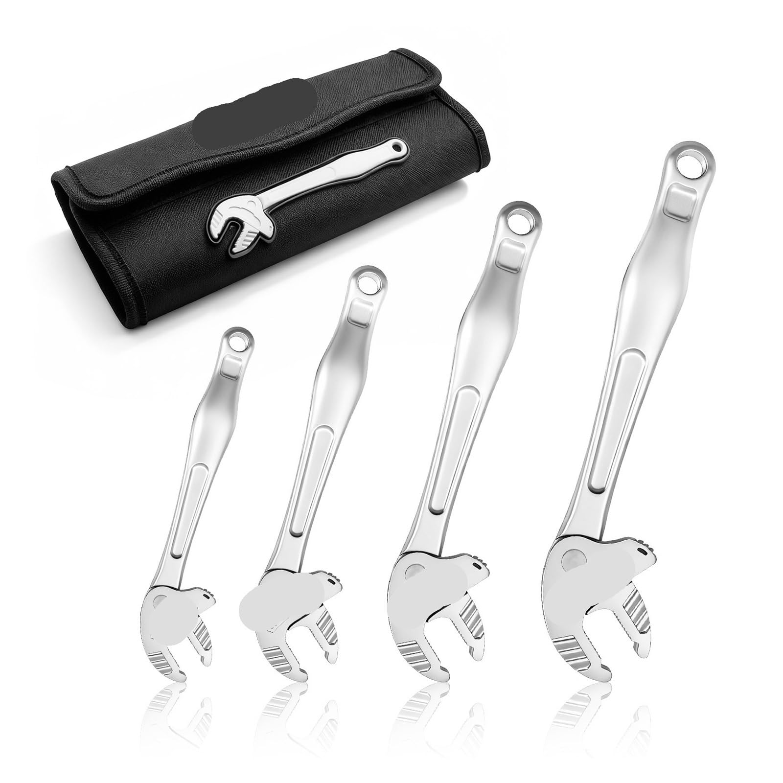 Pinza a Pappagallo ‌Set di 4 chiavi a cricchetto adattive XS, S, M, L a granchio for uso industriale, con design apertura‌(4PCS-Silver)
