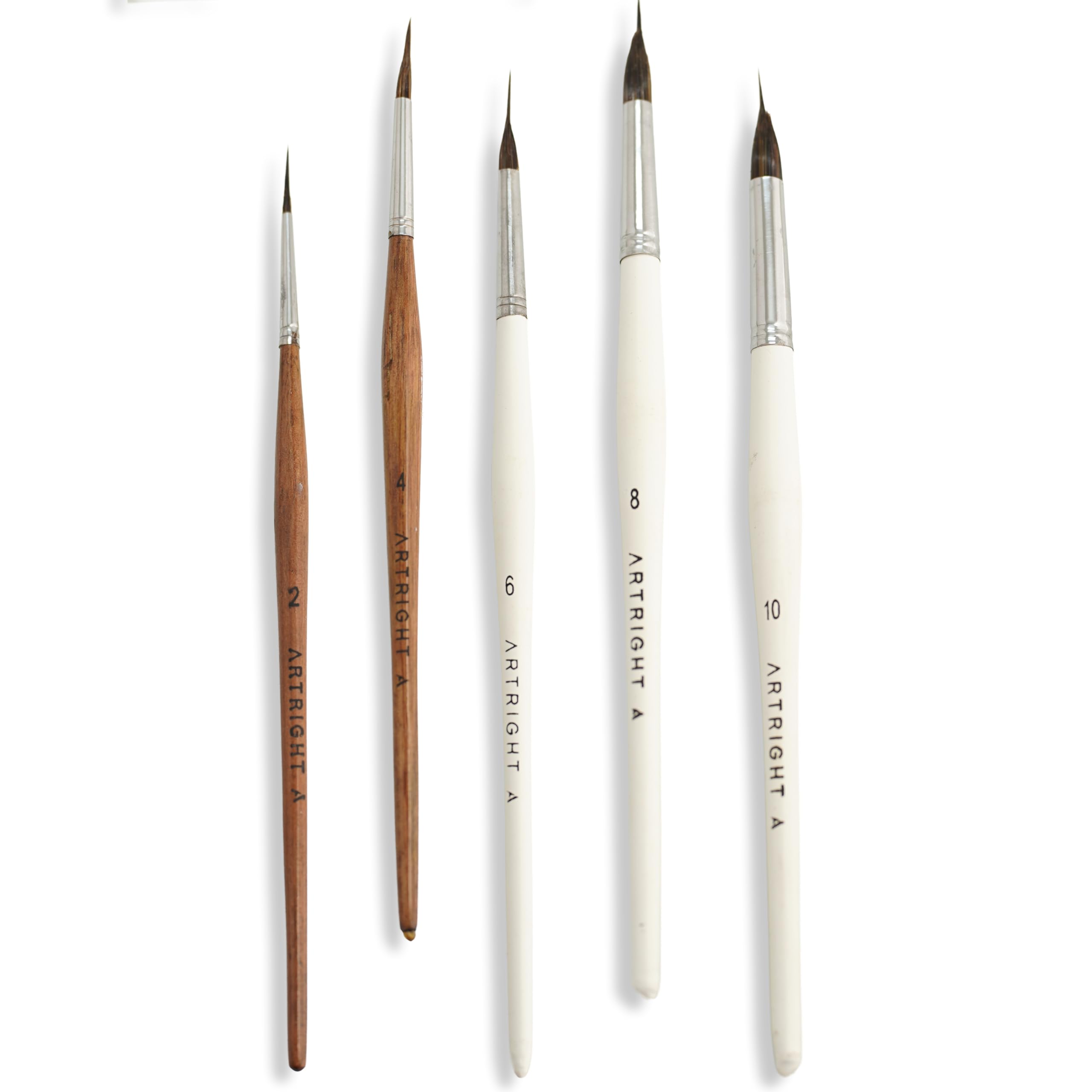 ArtRight Seamless Synthetic Bristles Set of -5pcs, Professional Handmade Precision Needleliner Detail Brushes with Artiflex Micro Filaments for Acrylic, Watercolor, Miniature & Nail Art.