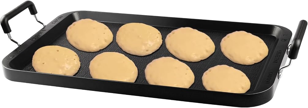 Vayepro Stove Top Griddle, 22 Inch 2 Burner Large Grill Pan for Stove Top, Non-Stick Aluminum with Handles, Indoor Outdoor Cooking/Camping