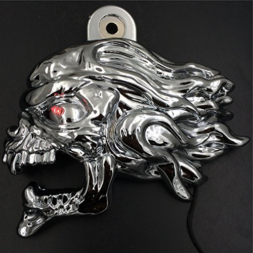 Httmt Mt246-009-A-Cd Chrome Ghost Head Wind Head Horn Cover Compatible With 1992 And Up Harley-Davidson With Side Mount Inchescowbell Inches And All V-Rod's With Led Light #TOP4