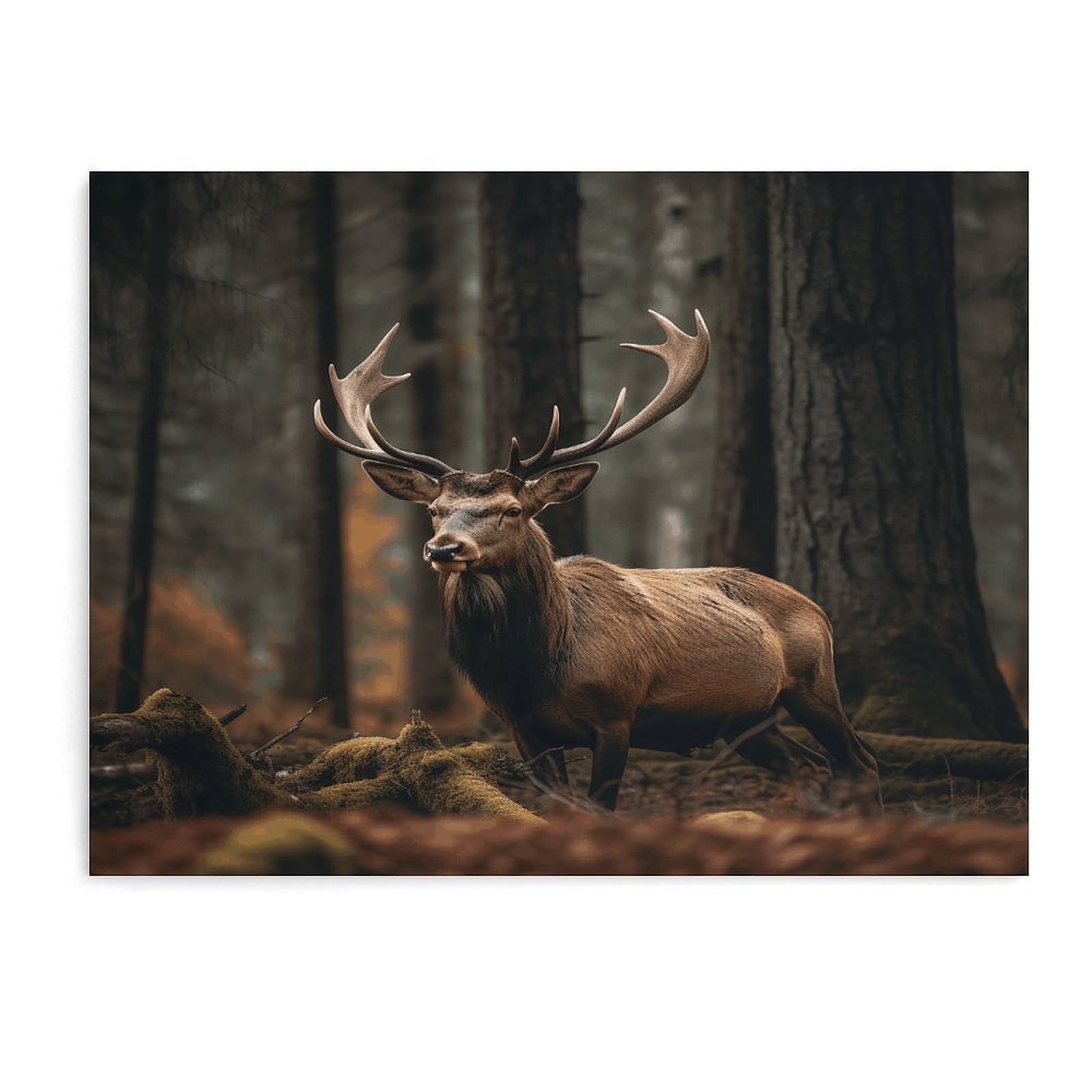 Fodpand Unframe-Style Elk In The Grove Bathroom Wall Art Canvas Prints, Artwork For Walls For Living Room Hallway Stair Office Wall Decor, Pictures Home Decor 15.7X11.8 Inch