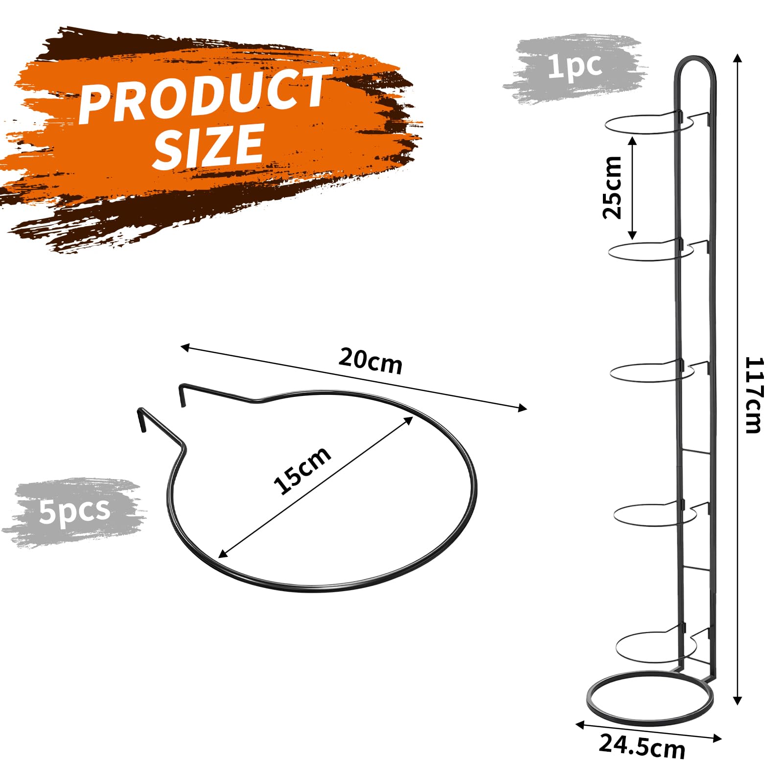 Soporte para Bolas, Soporte Balon Futbol Vertical de 5 Niveles de Metal de Almacenamiento para Bolas de Baloncesto, Estante de Bolas de Interior para Pelotas de Voleibol Deportivas
