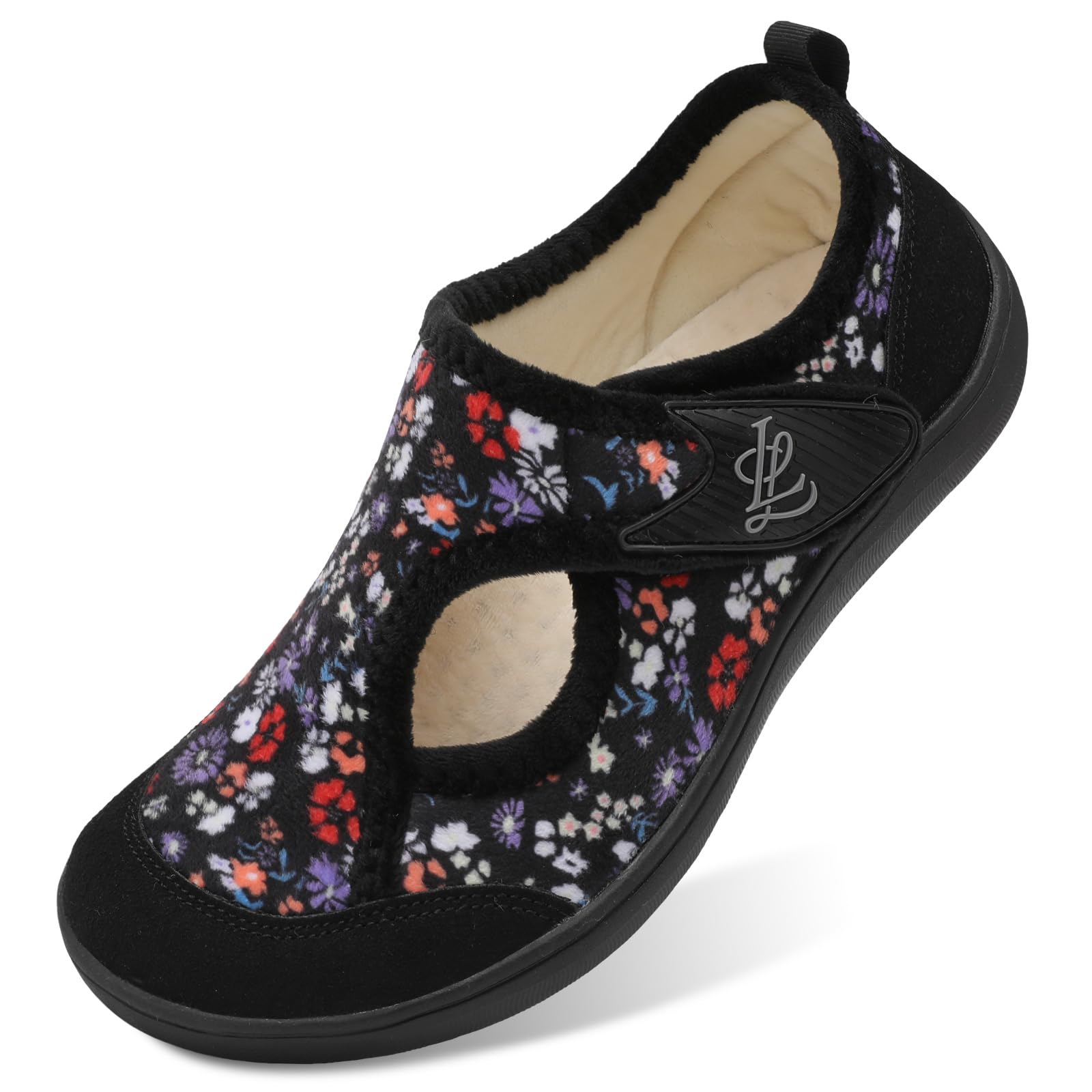 LeIsfIt Womens Slippers Wide Diabetic Shoes Adjustable Arthritis Edema House Shoes Indoor Outdoor Slippers