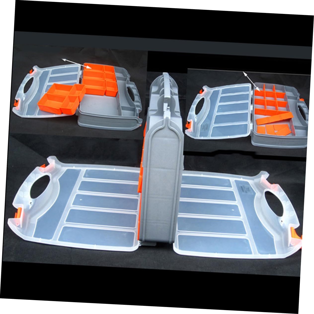 Dual-sided Plastic Storage Box Adjustable Dividers Portable Handheld Organizer for Screws and Electronic Components Tool Holder for Craft and Hardware Storage