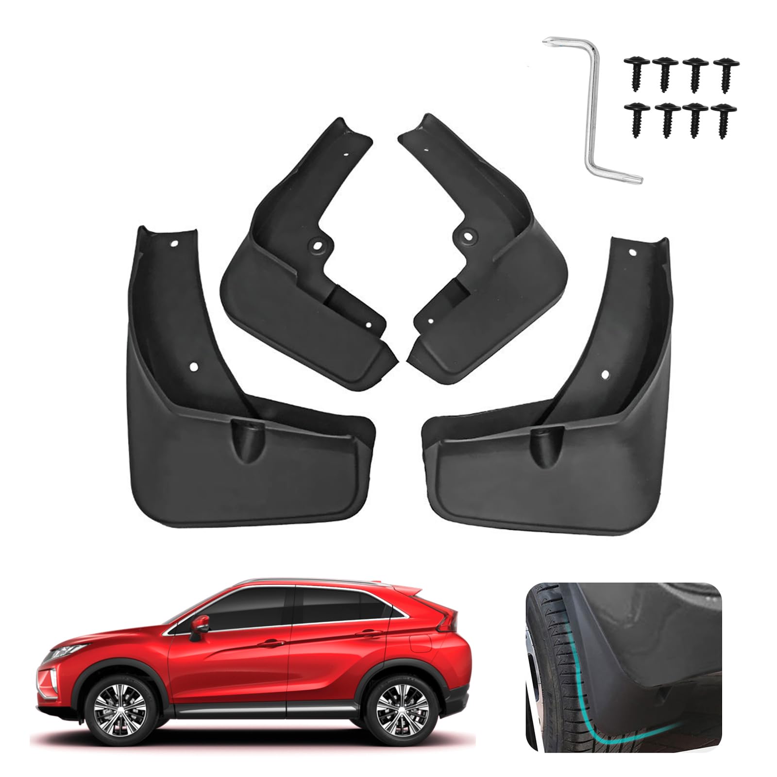 Generic Actkill Custom Fit For Mud Flaps Mitsubishi Eclipse Cross No Sel Models 2018 2024 Mud Splash Guard Front And Rear 4 Pc Set
