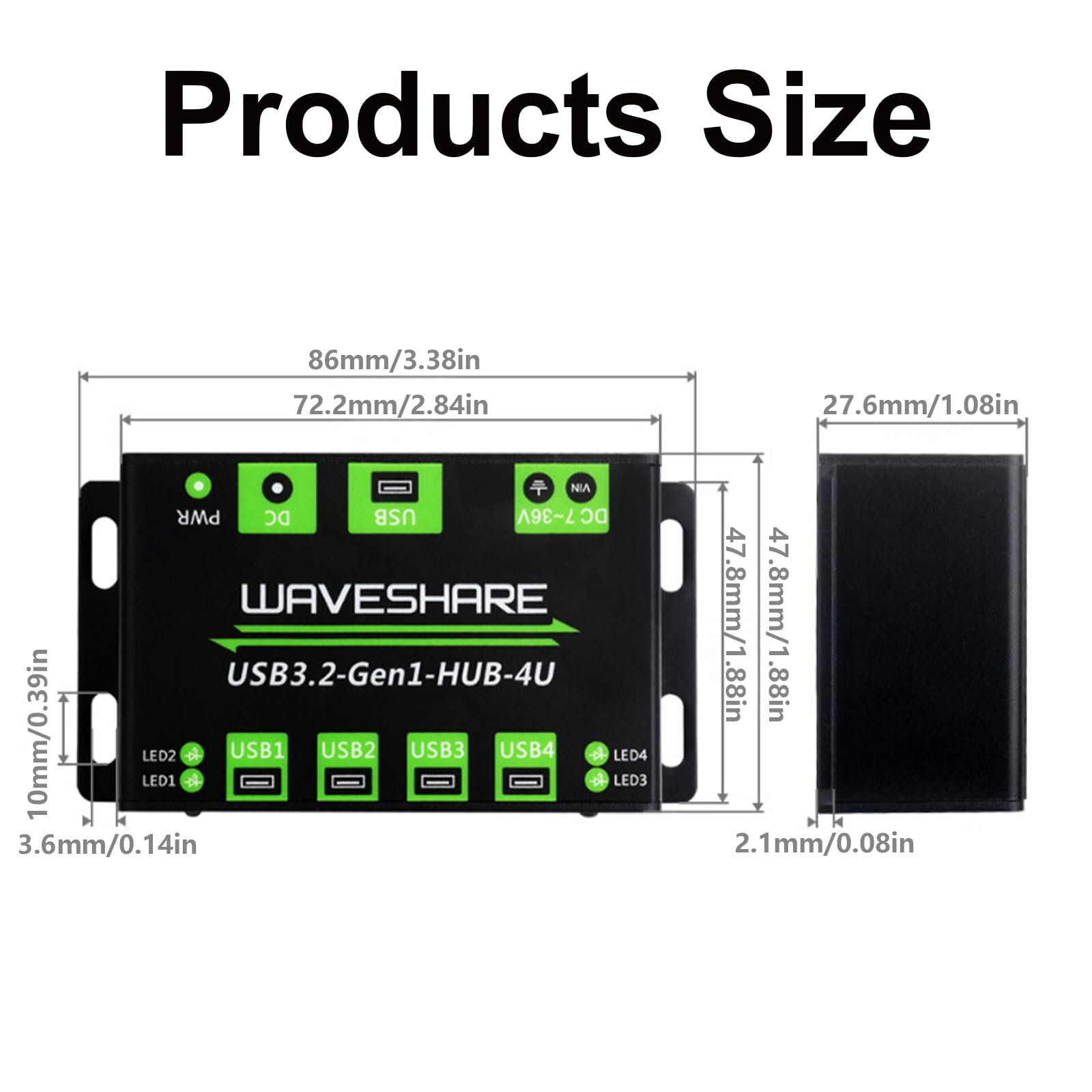 Hub USB 3.2 Gen1 a 4 porte ad alta velocità con 7 interfacce di alimentazione 36V per la ricarica stabile del dispositivo