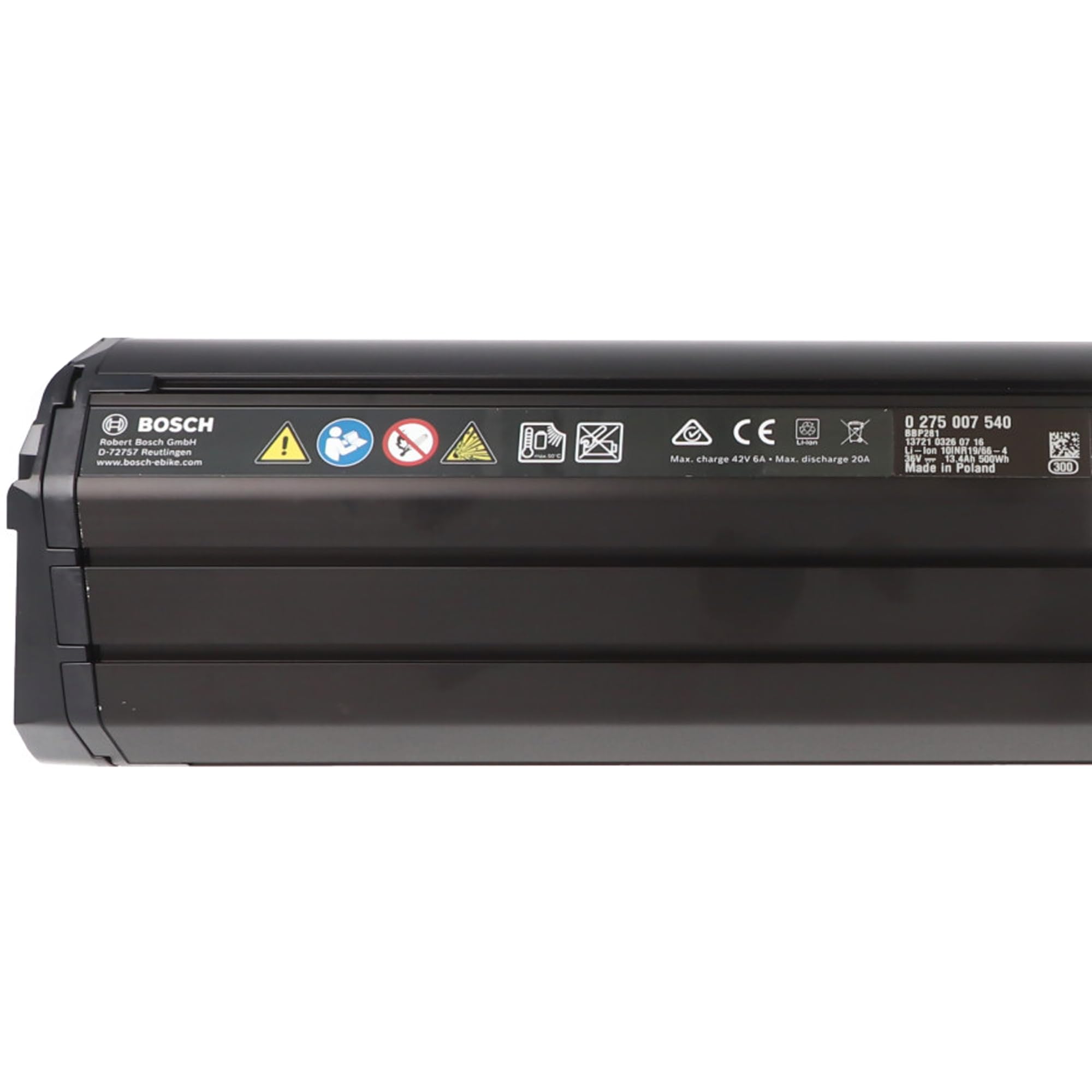 Bosch integrierbarer Akku PowerTube Vertikal inklusive Gefahrgutkarton und Bedienungsanleitung, schwarz, 500 Wh, 275007540
