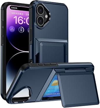 for iPhone 17 Wallet - Style Protective Case with Card Holder Holds 5 Cards - Navy Blue